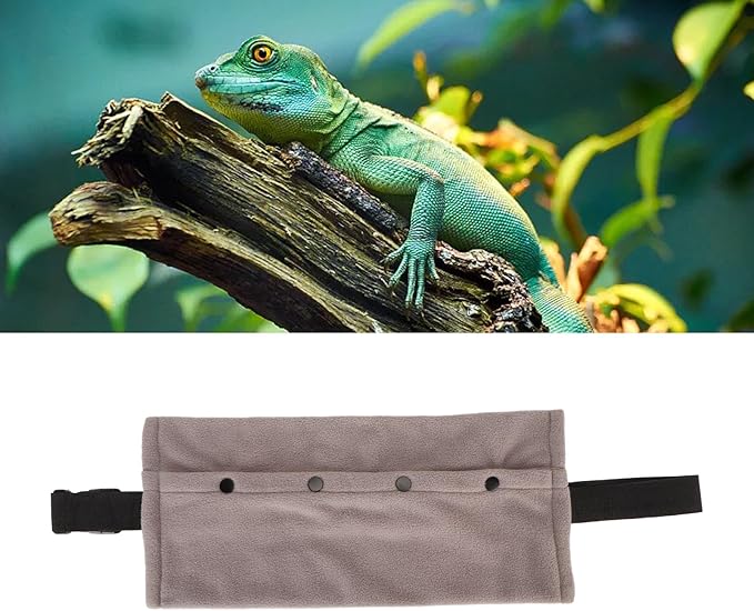 Reptile Sling Carrier, Soft and Comfortable Material Adjustable Strap Bearded Dragon Sling for Outdoor Travel Walking Rest (Grey)