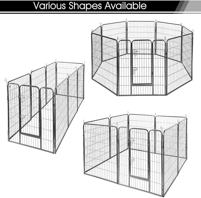 Giantex 16/8 Panel Pet Playpen with Door, Foldable Dog Exercise Pen, Portable Configurable Cat Chicken Rabbit Fence Outdoor Outdoor, Metal Pet Exercise Fence Barrier Kennel (16 Panels, 48'')