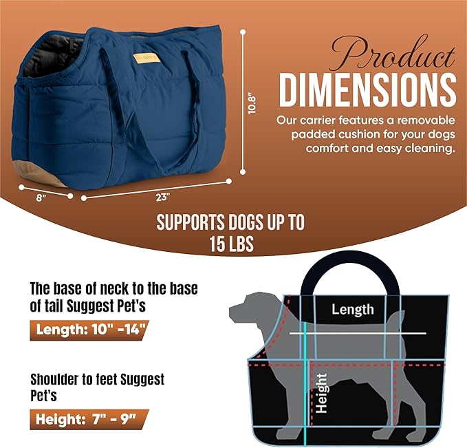 Cozy Plush Pet Carrier Purse - Secure Harness Clip, Lightweight Tote Design for Small Dogs and Puppies (Dark Blue)