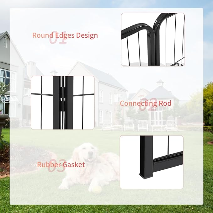 FDW Dog Playpen Dog Pen Dog Kennel 32 Panels 24 Inch Height Indoor Outdoor Folding Metal Portable Puppy Exercise Pen Heavy Duty Dog Fence for Yard Camping,Black