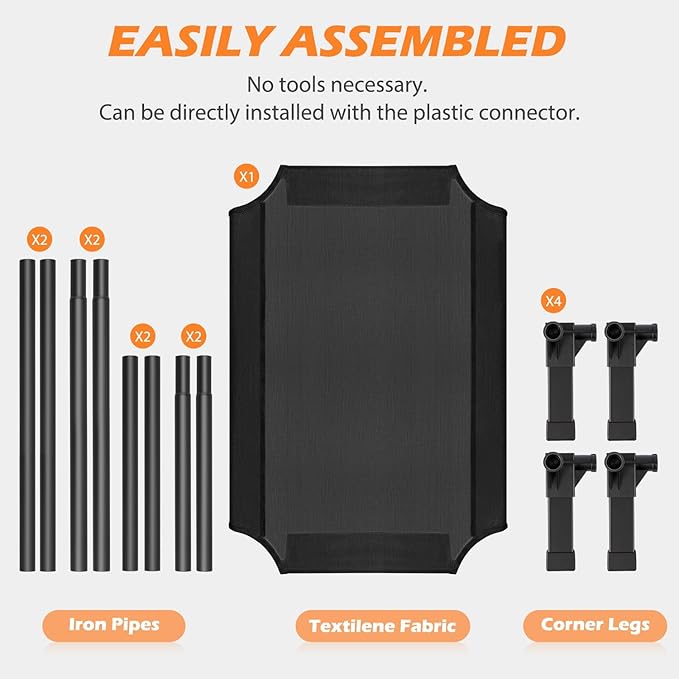Cooling Elevated Dog Bed, Raised Dog Bed with Washable Breathable Mesh and Metal Frame, Portable Dog Cot Bed with No-Slip Feet for Outdoor and Indoor Use