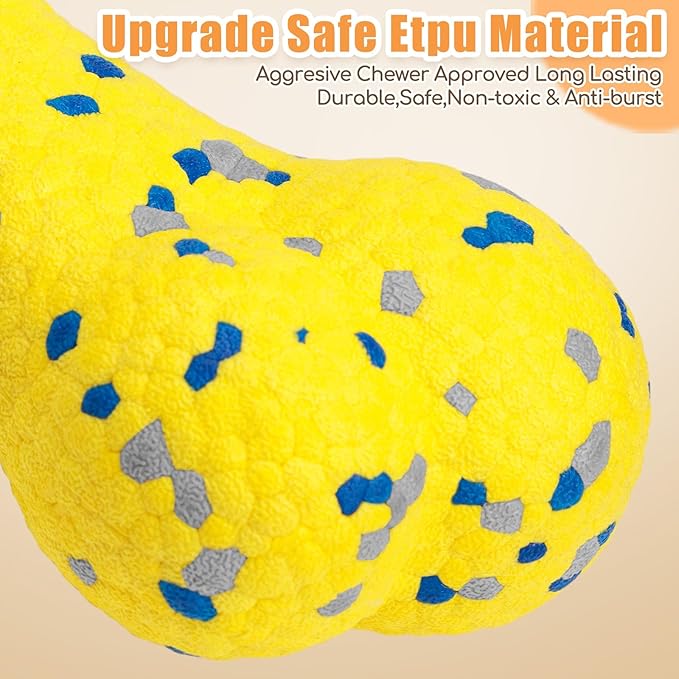 Upgrade Bone Dog Balls Tough Dog Toys for Aggressive Chewers, Indestructible Chew Bone Toy Tennis Balls for Large Breed (Yellow)