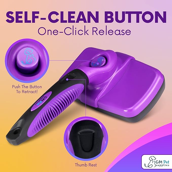 GM Pets™ Self Cleaning Grooming Brush | This is The Best Dog and Cat Brush for Shedding and Grooming | Our Pet Brushes Are Suitable for All Hair Lengths (Sensitive Skin Small)