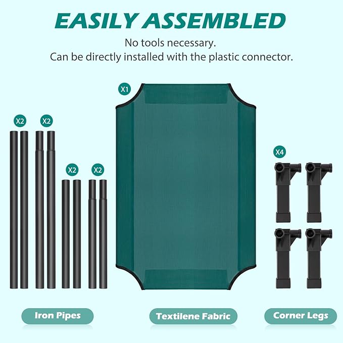 Cooling Elevated Dog Bed, Raised Dog Bed with Washable Breathable Mesh and Metal Frame, Portable Dog Cot Bed with No-Slip Feet for Outdoor and Indoor Use