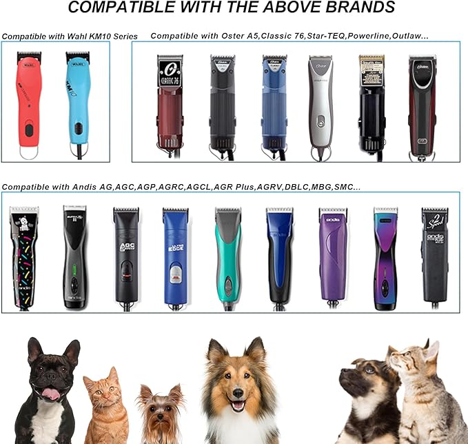 10# Detachable Pet Clipper Replacement Blades Compatible with Andis/Oster A5/Wahl KM10 Series Dog Clipper,Made of Ceramic Blade & Stainless Steel Blade,Size 10# Cut Length 1/16-Inch(2 Pack)