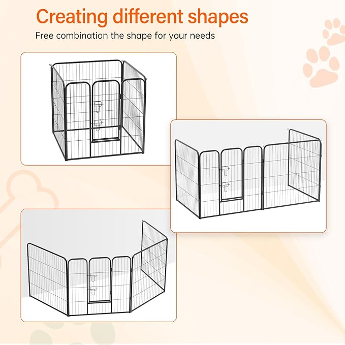 FDW Dog Playpen Dog Pen Dog Kennel 4 Panels 32 Inch Height Indoor Outdoor Folding Metal Portable Puppy Exercise Pen Heavy Duty Dog Fence for Yard Camping,Black