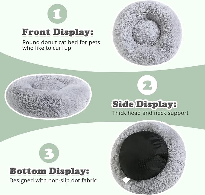 JOLLYVOGUE Dog Beds, Calming Large Dog Bed, Anti-Anxiety Dog Beds Large Sized Dog, Fluffy Donut Dog Bed, Cozy Dog Cat Cushion Bed for Medium Large Dogs (27"/30"/36")