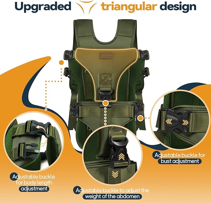 YUDODO Dog Backpack Carrier with Adjustable Safety Buckle Easy-fit Pet Dog Front Carrier for Small Medium Dog Legs Out Dog Chest Carrier for Traveling Walking Cycling (Small, Army Green)
