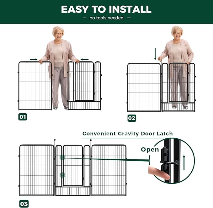 FXW Rollick 40 inch 8 Panels Dog Playpen & FXW Fence-to-Wall Anchors