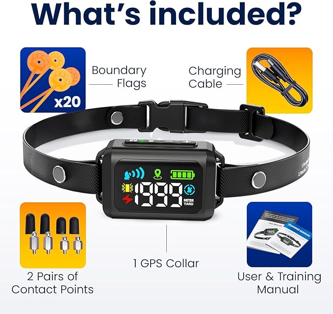 GPS Dog Fence Collar with Wireless Tracker – No Shock, Waterproof & Rechargeable – Smart Pet Containment for Small, Medium & Large Dogs – Adjustable, Portable, Safe Training System
