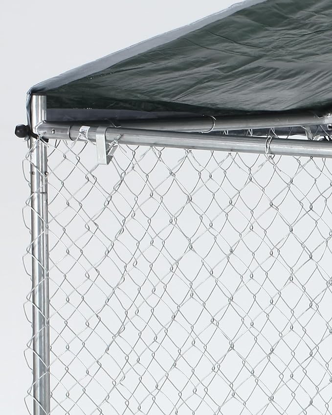 Large Outdoor Dog Kennel, 6.6 ×6.6×5.6FT Dog House Pet Pens, Dog Enclosure with UV-Resistant Waterproof Roof Cover, Outside Dog Kennel with Cover and Safe Lock for Yard