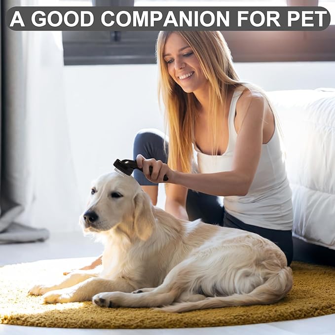 Pet Self Cleaning Slicker Brush for Grooming & Shedding Small Medium Large Dog Cat - Remove Loose Fur, Knot, Undercoat. Suitable for Long Short Hair Lengths sensitive Animals, Black