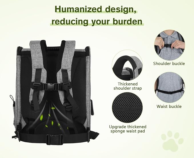 Pecute Cat Backpack with Shade Cover,Dog Backpack with Breathable Mesh for Small Dogs, Small to Medium Cats, Pet Backpack Carrier with Multi-Pockets, Great for Travel Hiking Camping