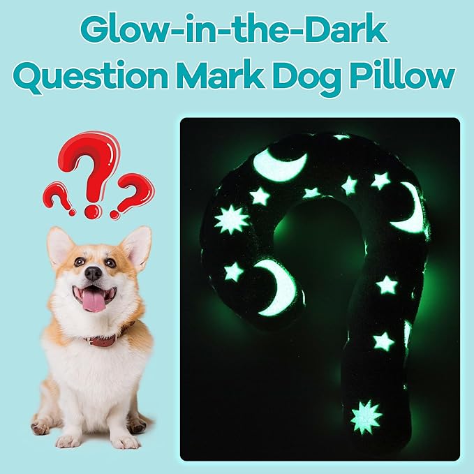 MABOZOO Question Mark Dog Pillow, Pet Pillow Glow in The Dark for Dogs and Cats, Question Shaped Dog Neck Pillow Calming Pillow Pet Calming Toy for Joint Relief Sleeping Improve