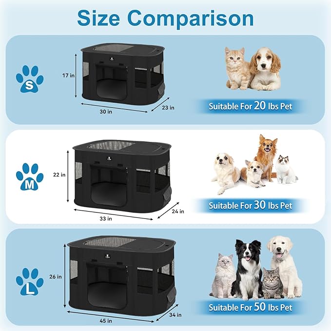 X-ZONE PET Dog Playpen, Puppy Cat Play Pen Portable Foldable Indoor/Outdoor Tent Crate Cage, Portable Pet Crate Large Size Black 45"