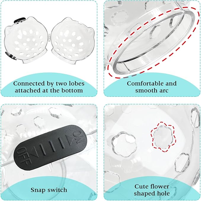 Fhiny Cat Muzzle,Transparent Helmet with 4 Boots Adjustable Breathable Kitty Hood Anti Bite Bubble Astronaut Mask Silicone Claw Covers for Cats Bathing Shaving Grooming (Small)