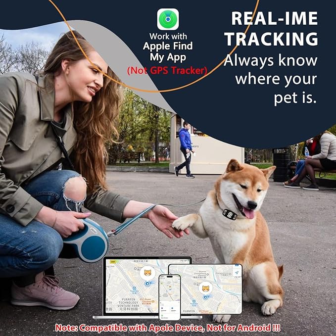 Pet Tracker for Dog, Dog Tracker Smart Pet Location Tracker with Holder, Personalized Smart Item Finder, MFi Certificated Dog Tracking Device, No Monthly Fee, Works with Find My(iOS Only), Black