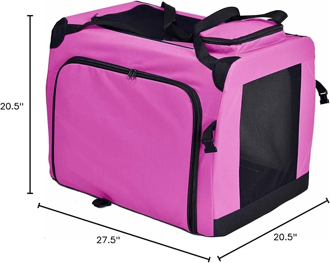 Pet Life Hounda Accordion Metal Framed Soft Folding Expandable Dog Crate - Collapsible Folding Pet Crate or Dog Kennel with Triple Expansion Room