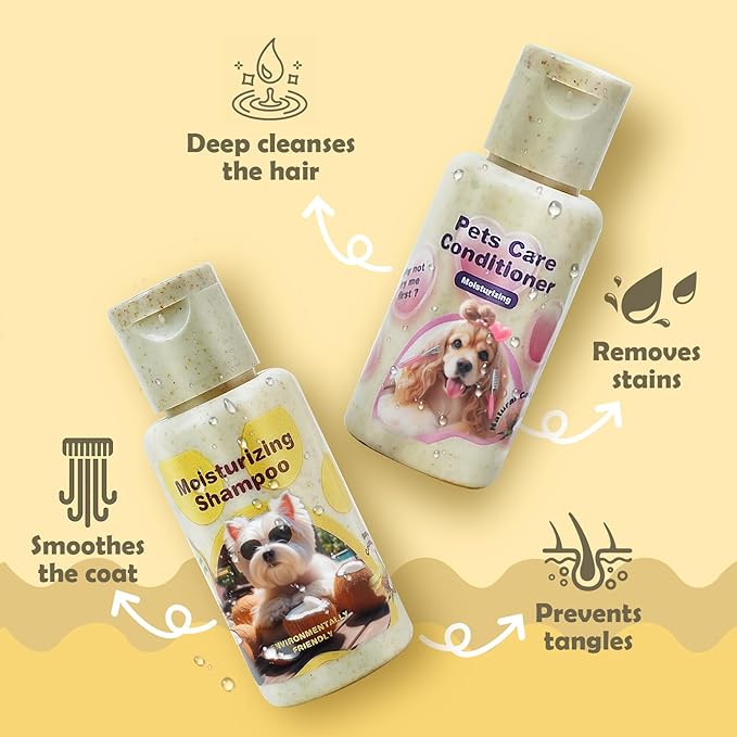 Dog Shampoo and Conditioner, Dog Hypoallergenic Shampoo for Dog Sensitive Skin and Dog Itching Skin Relief, Dog Shampoo for Smelly Dogs, Balance The Ph of Your Dog's Skin(Net 2.03 FLOz )