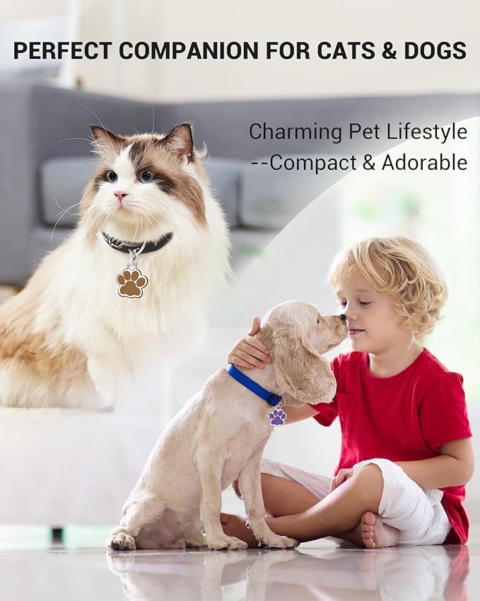 72 Pcs Dog Tags Personalized for Pets Glitter Paw Print Stainless Steel Dog Tag Cute Dog Name Tag Bulk Dog Tags Cat Tags for Wholesale (12 Colors)