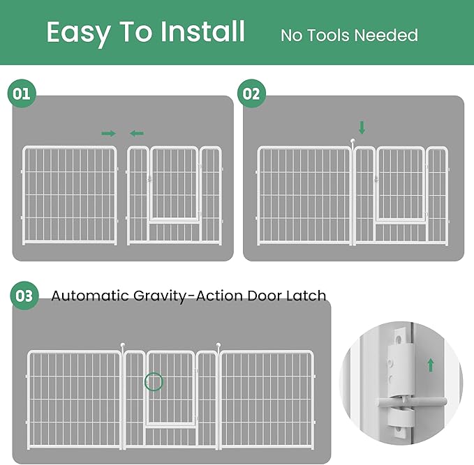 Simple Deluxe Dog Playpen, 24" Height 16 Panels Fence with Anti-Rust Coating, Metal Heavy Portable Foldable Dog Pen for Small/Medium Dogs RV Camping, White