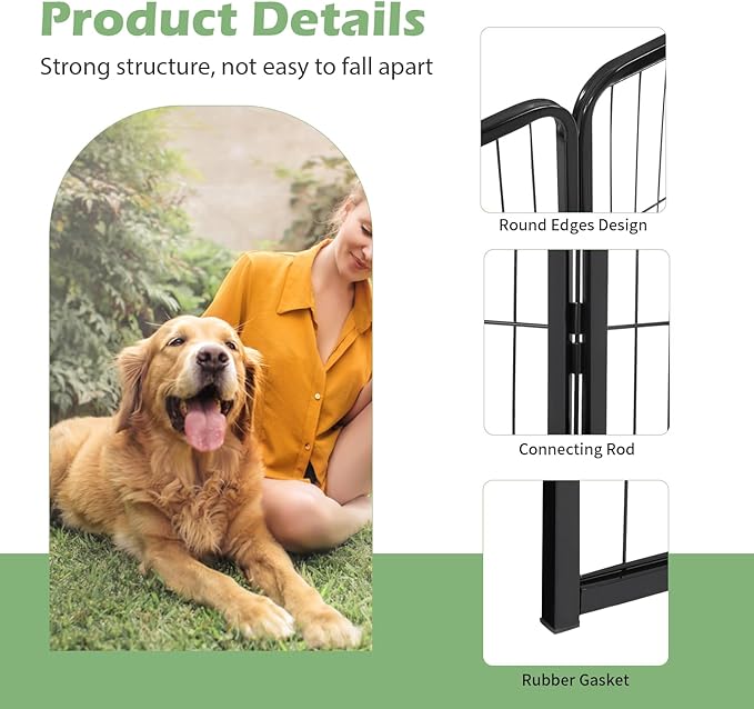 FDW Dog Playpen Dog Pen Dog Kennel 16 Panels 32 Inch Height Indoor Outdoor Folding Metal Portable Puppy Exercise Pen Heavy Duty Dog Fence for Yard Camping,Black