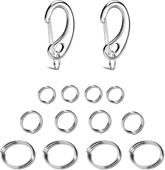 Divoti Leash King Pet Tag Quick Clip/Sping-Load Hook Combo for Pet ID Tags - 2 Standard w/Pack of Split Rings