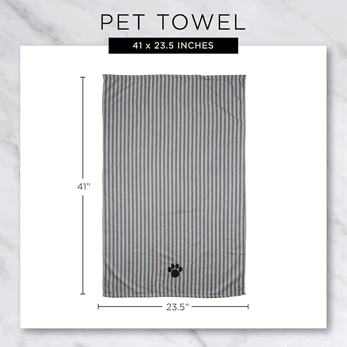 Bone Dry Pet Grooming Microfiber Towel, Embroidered Collection, X-Large,41x23.5, Raspberry Sorbet