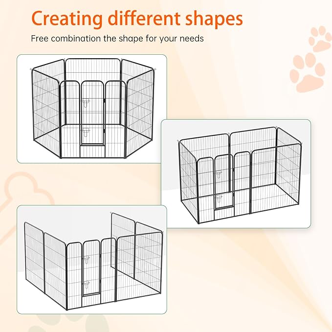 FDW Dog Playpen Dog Pen Dog Kennel 6 Panels 40 Inch Height Indoor Outdoor Folding Metal Portable Puppy Exercise Pen Heavy Duty Dog Fence for Yard Camping,Black