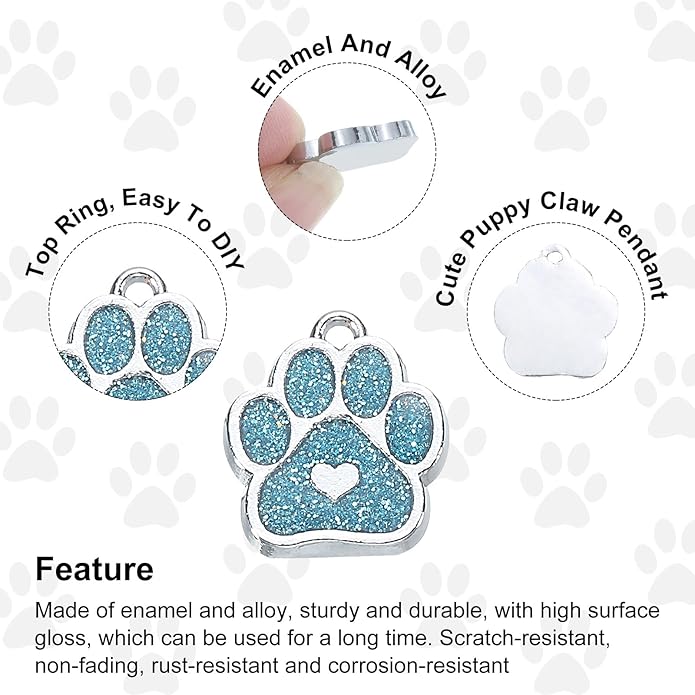 MECCANIXITY Cat Dog Paw Charm Footprint Paw Print Charm Alloy Enamel Pendants for DIY Jewelry Making, Earrings Necklaces Bracelets, Crafts