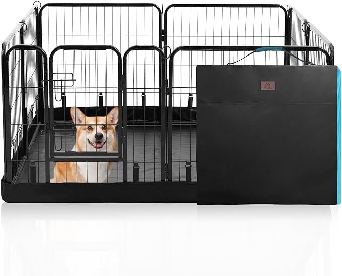 PJYuCien Dog Playpen Plus Storage Bag,24" H 8 Panels Puppy Pen with Square Bottom,Heavy Duty Dog Fence for Puppies/Small Dogs