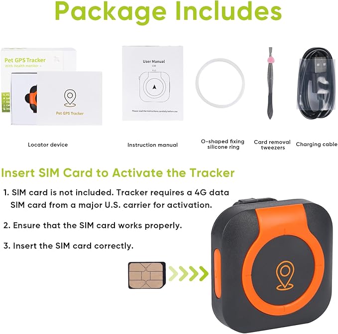 GPS Tracker for Dogs,Cat Tracker GPS Dog Tracker Health Monitoring for GPS Dog Collar Smart GPS Cat Tracker Dog GPS Tracker Pet Tracker for Cats 4G Network Dog Tracker Tag