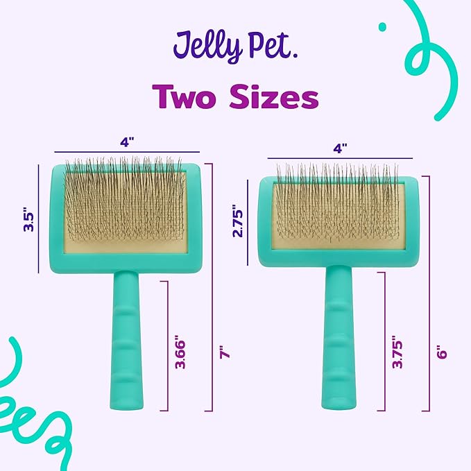 Jelly Pet Universal Slicker Brush for Dogs, Dog Grooming Brush, Remove Tangles and Dead Undercoat, Tuffer Than Tangles, Maltese Shi-Tzu Poodle Bichon, Firm Pins, Teal, Small
