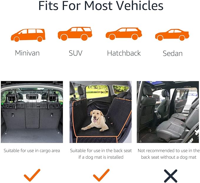 Amazon Basics Adjustable Dog Car Barrier 59.72 x 5.20 x 16.46 Inch, Black