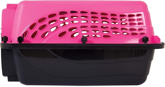 Petmate Two Door Pet Kennel for Pets up to 15 Pounds, Pink/Black, 19" Long, Made in USA