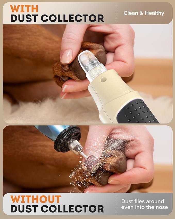 YABIFE 7-Speed Dog Nail Trimmers, Professional Dog Nail Grinder with Light - Heavy Duty Pet Nail Grinder for Dogs/Cats/Birds/Small Animals - Whisper Quiet, Single Hand Operation