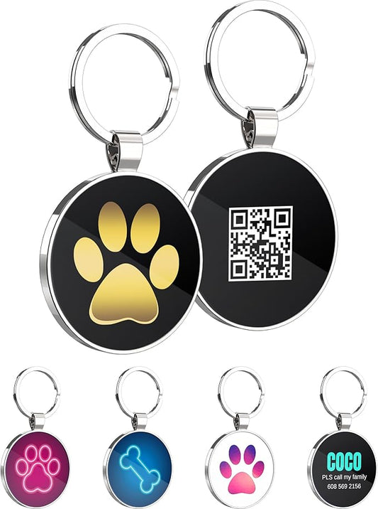 QR Code Dog Tag,Dog Tags Personalized for Pets, Custom Dog Name ID Tags Personalized Dog and Cat Tags -Free Online&Scan QR Receive Instant Location Alert Email