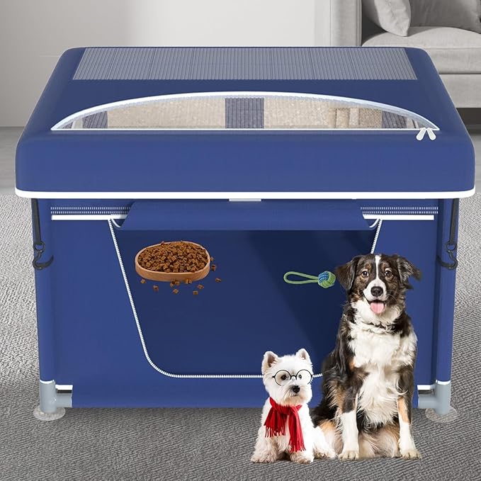 42x42x26 Inches Dog Playpens,Puppy Playpen with Cover for Puppies or Small Dogs, Play Pen Indoors, Dog Fence Pet Playpen for Indoor & Outdoor, Whelping Box for Dogs and Puppies