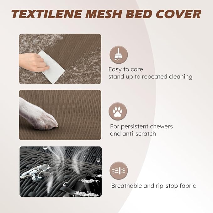 Cooling Elevated Dog Bed, Raised Dog Bed with Washable Breathable Mesh and Metal Frame, Portable Dog Cot Bed with No-Slip Feet for Outdoor and Indoor Use