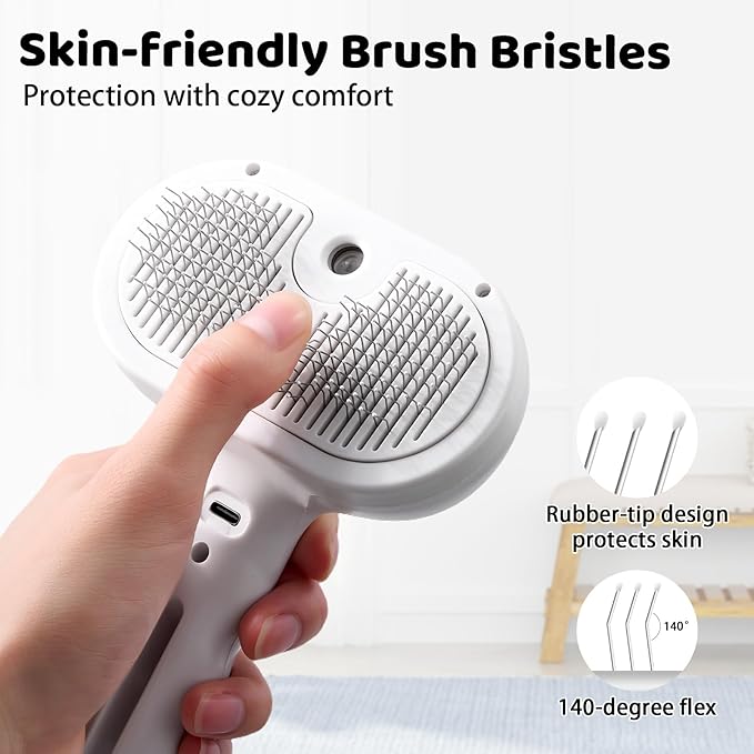Slicker Brush Dog Cat Shedding Hair - Dogs & Cats White Brush for Shedding and Grooming, 4 in 1, Suitable for Long and Short-Haired, Removes Loose Fur Effectively