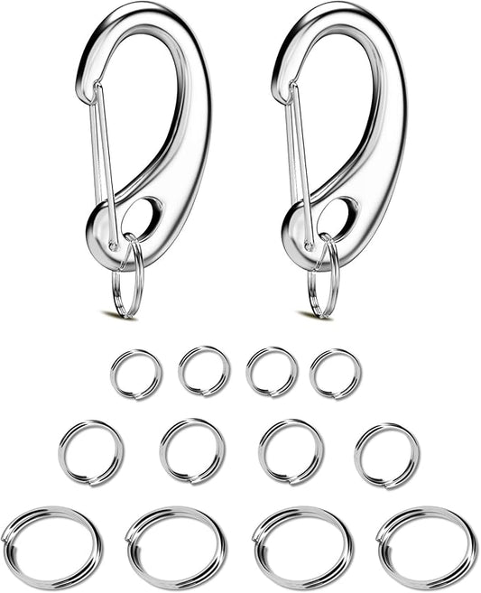 Leash King Pet Tag Quick Clip/Sping-Load Hook Combo for Pet ID Tags - 2 Large w/Pack of Split Rings