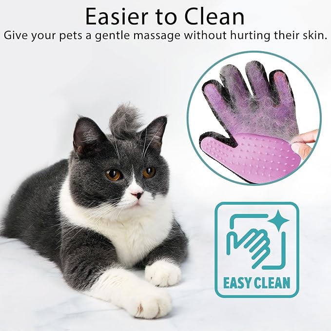 LIONROGE Cat Grooming Glove Brush,Self-Cleaning Slicker Pet Brush for Short and Long Haired Pets,Dog Bath Brush for Shedding and Grooming,Removes Loose Hair and Tangles,Promote Circulation