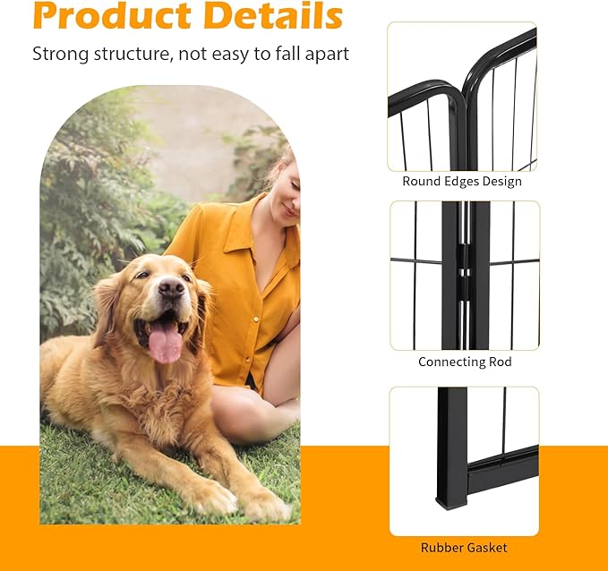 FDW Dog Playpen Dog Pen Dog Kennel 16 Panels 24 Inch Height Indoor Outdoor Folding Metal Portable Puppy Exercise Pen Heavy Duty Dog Fence for Yard Camping,Black