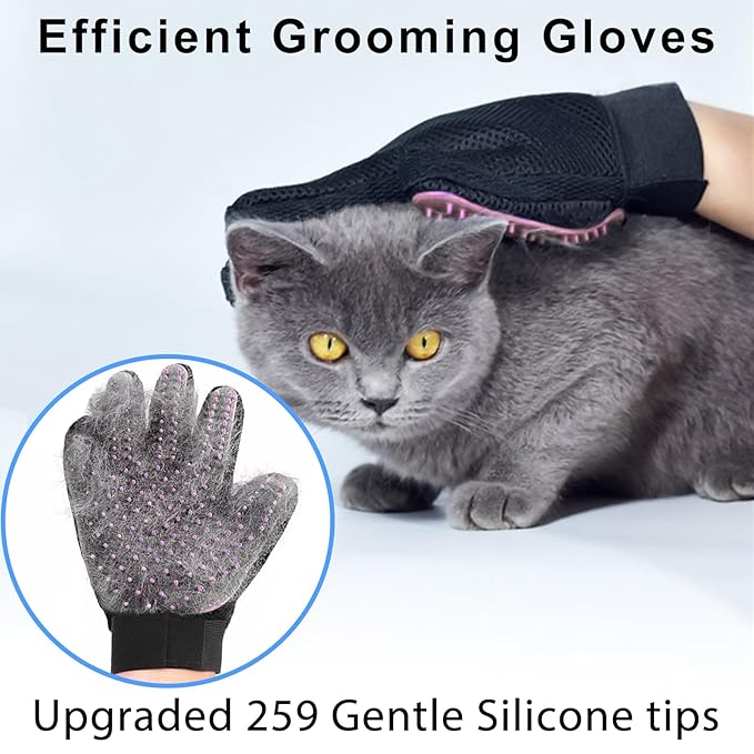 LIONROGE Cat Grooming Glove Brush,Self-Cleaning Slicker Pet Brush for Short and Long Haired Pets,Dog Bath Brush for Shedding and Grooming,Removes Loose Hair and Tangles,Promote Circulation