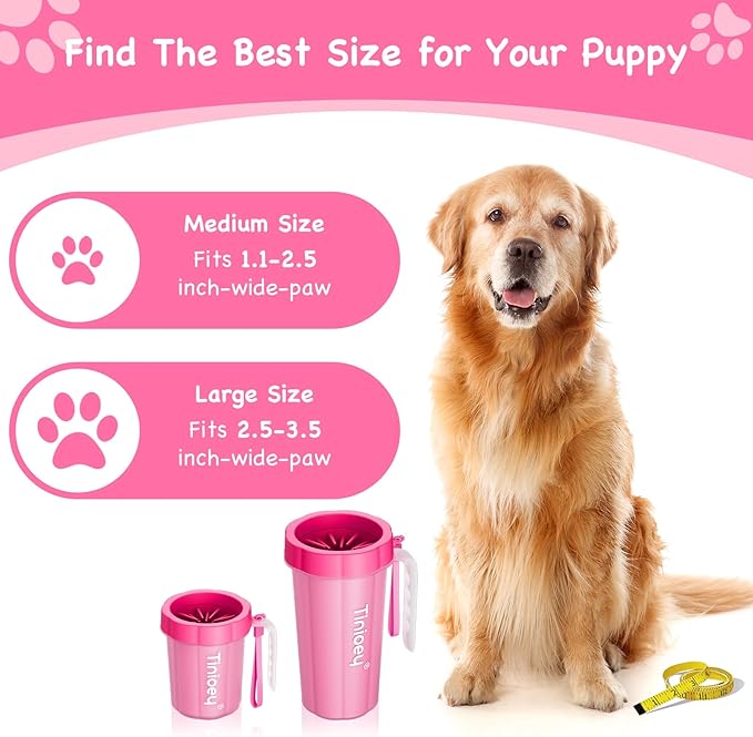 Paw Cleaner with Handle for Large Dogs and Pets | Muddy Feet Washer for Dogs' Paws (Red)