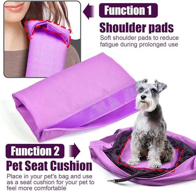 Dog Cat Sling Carrier Adjustable Padded Shoulder Strap with Large Zipper Pocket & Mesh Pocket for Outdoor Travel
