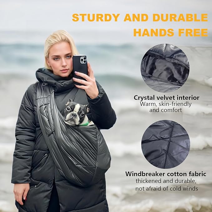 Cat and Dog Sling,Hands-Free Pet Carrier for Puppies,Dog Slings for Small Dogs for Small Pets,Windproof,Warm and Comfortable