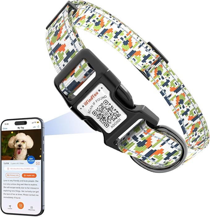 Reflective Dog Collars for Medium Dogs Soft Nylon Camo Green Sized S