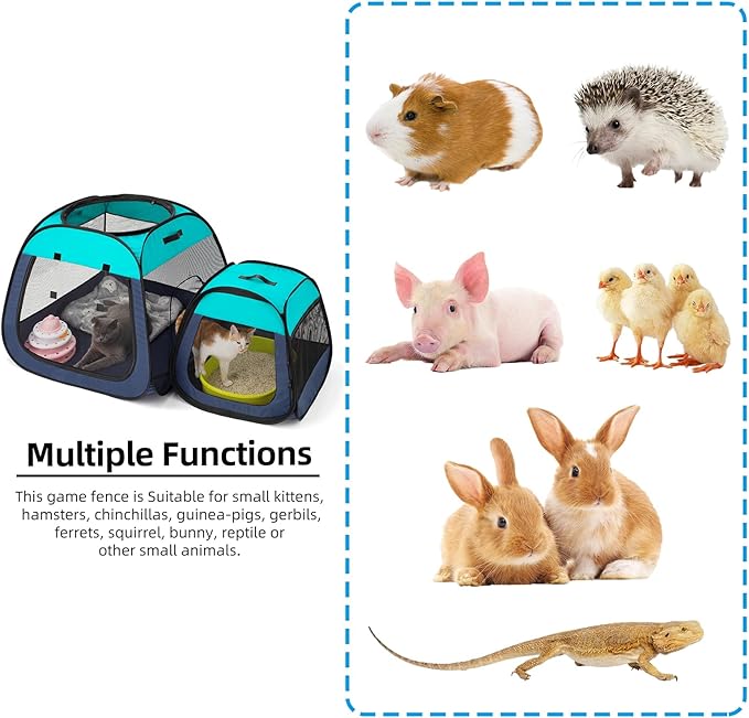 Tenrai Portable Cat Playpen, Trapezoidal Design for Better Standing, Foldable Pet Tent for Indoor and Outdoor Use of Puppy and Kitten, Dog Play Enclosure with Removable Bottom, Cat Houses & Condos