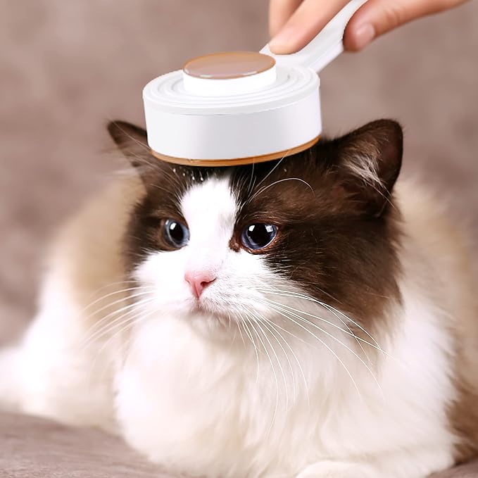 Self Cleaning Slicker Brush for Cat or Dog, Pet Grooming Brush for Long or Short Hair, Dog comb For One Button Gently Removes Loose Undercoat and Shedding Hair (Coffee)